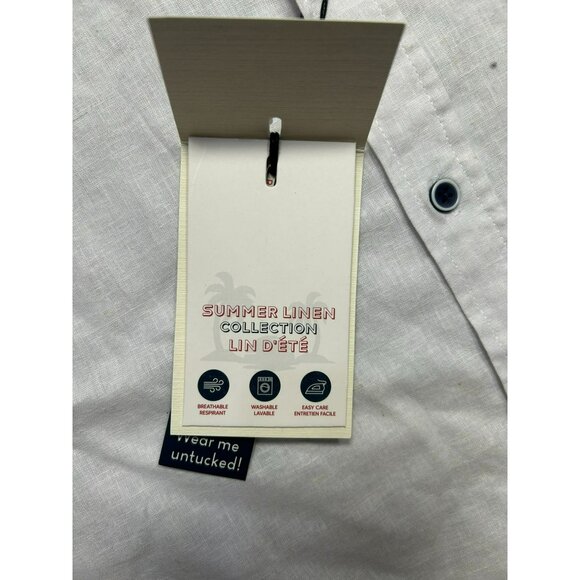 Men's XL White Linen Short-Sleeve Shirt By Report Collection Summer Linen Colle - Picture 6 of 6